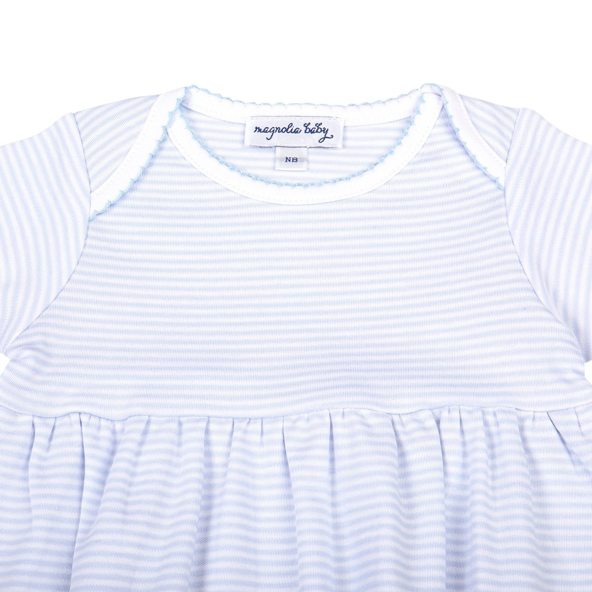 Mini Stripes Gathered Gown - Blue - Magnolia BabyGown