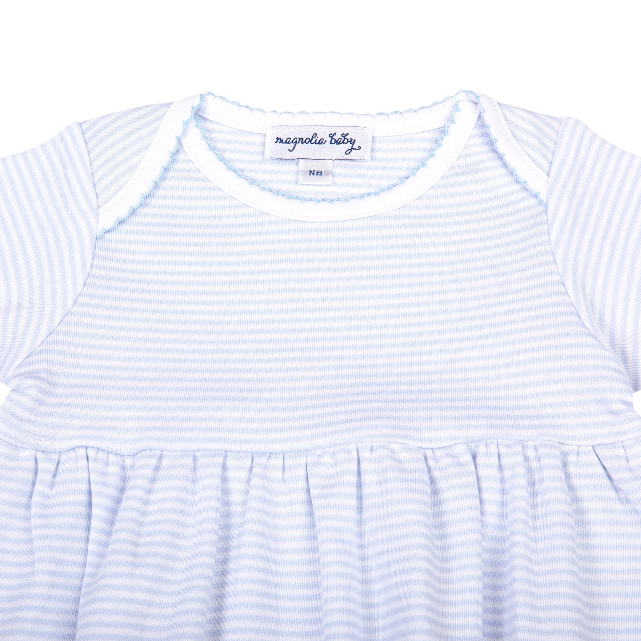 Mini Stripes Gathered Gown - Blue - Magnolia BabyGown