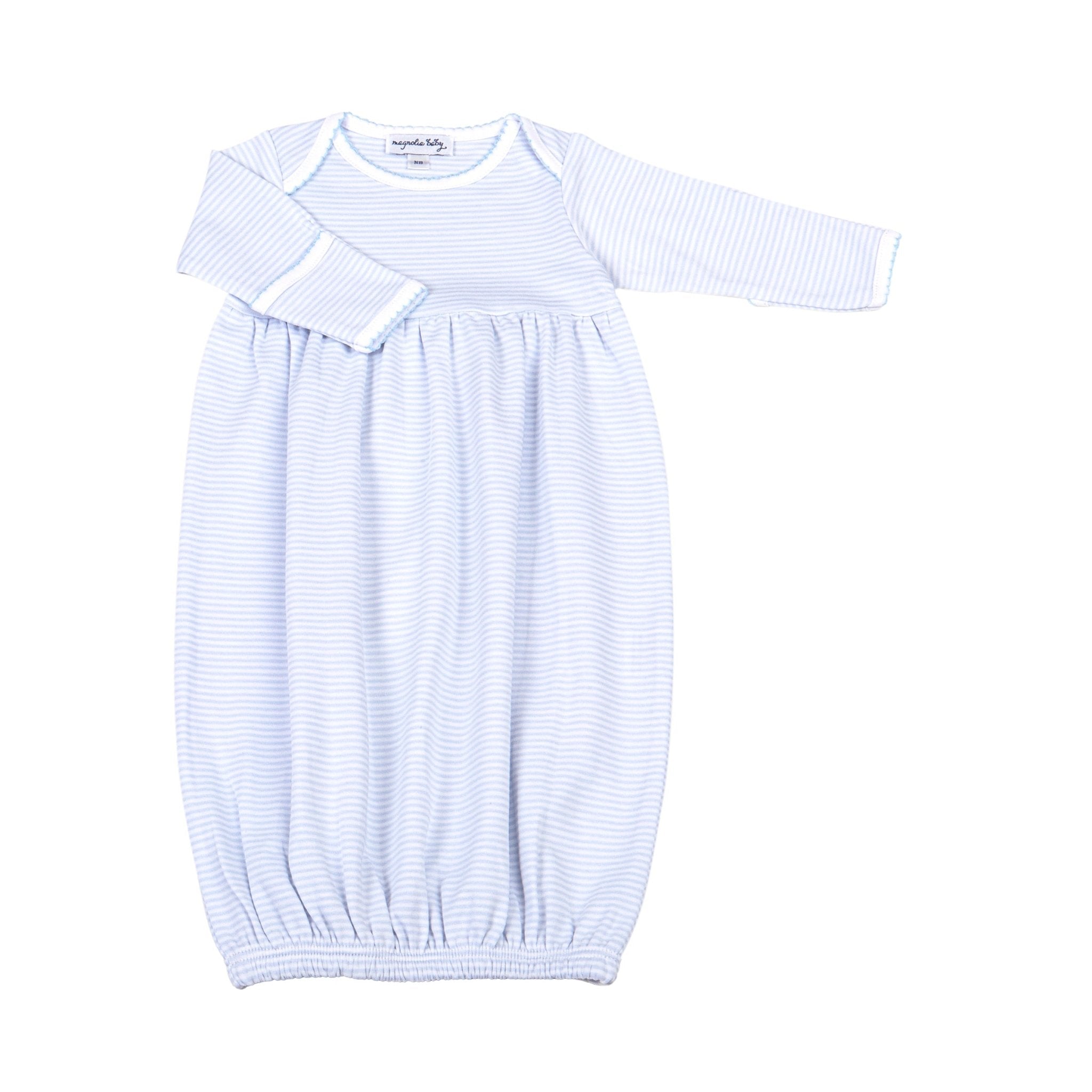 Mini Stripes Gathered Gown - Blue - Magnolia BabyGown