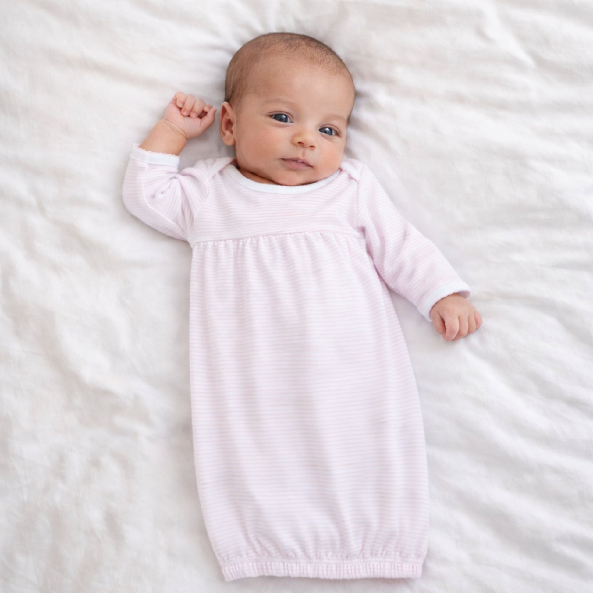 Mini Stripes Gathered Gown - Pink - Magnolia BabyGown
