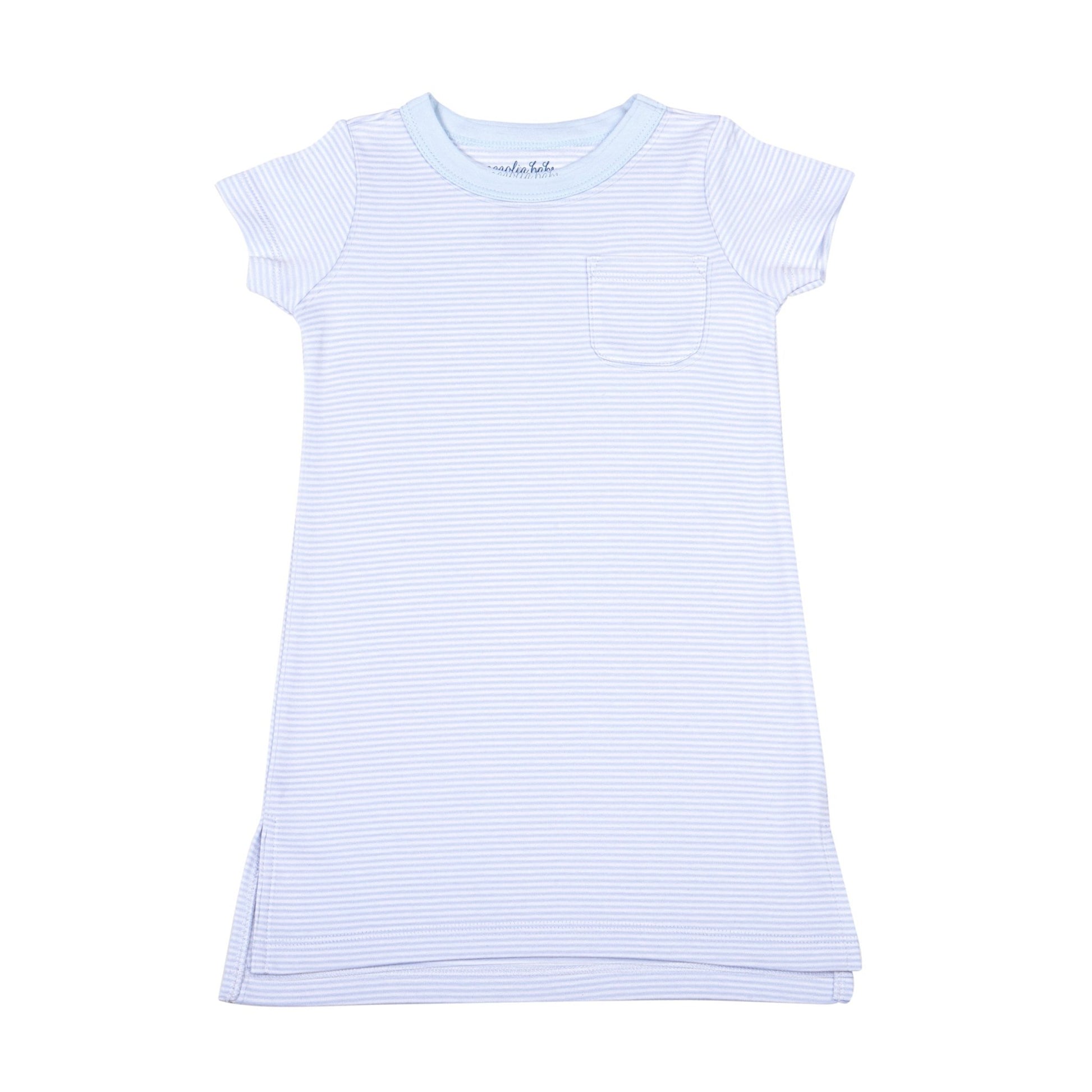 Mini Stripes Girl's Short Sleeve Nightdress - Blue - Magnolia BabyNightdress