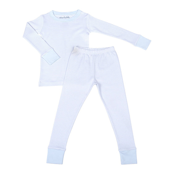 Mini Stripes Long Pajamas - Blue - Magnolia BabyLong Pajamas