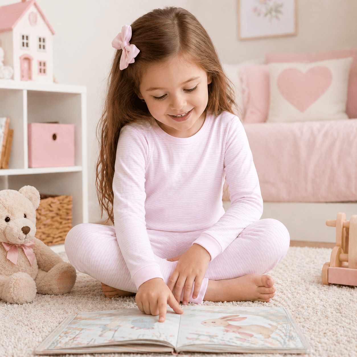 Mini Stripes Long Pajamas - Pink - Magnolia BabyLong Pajamas