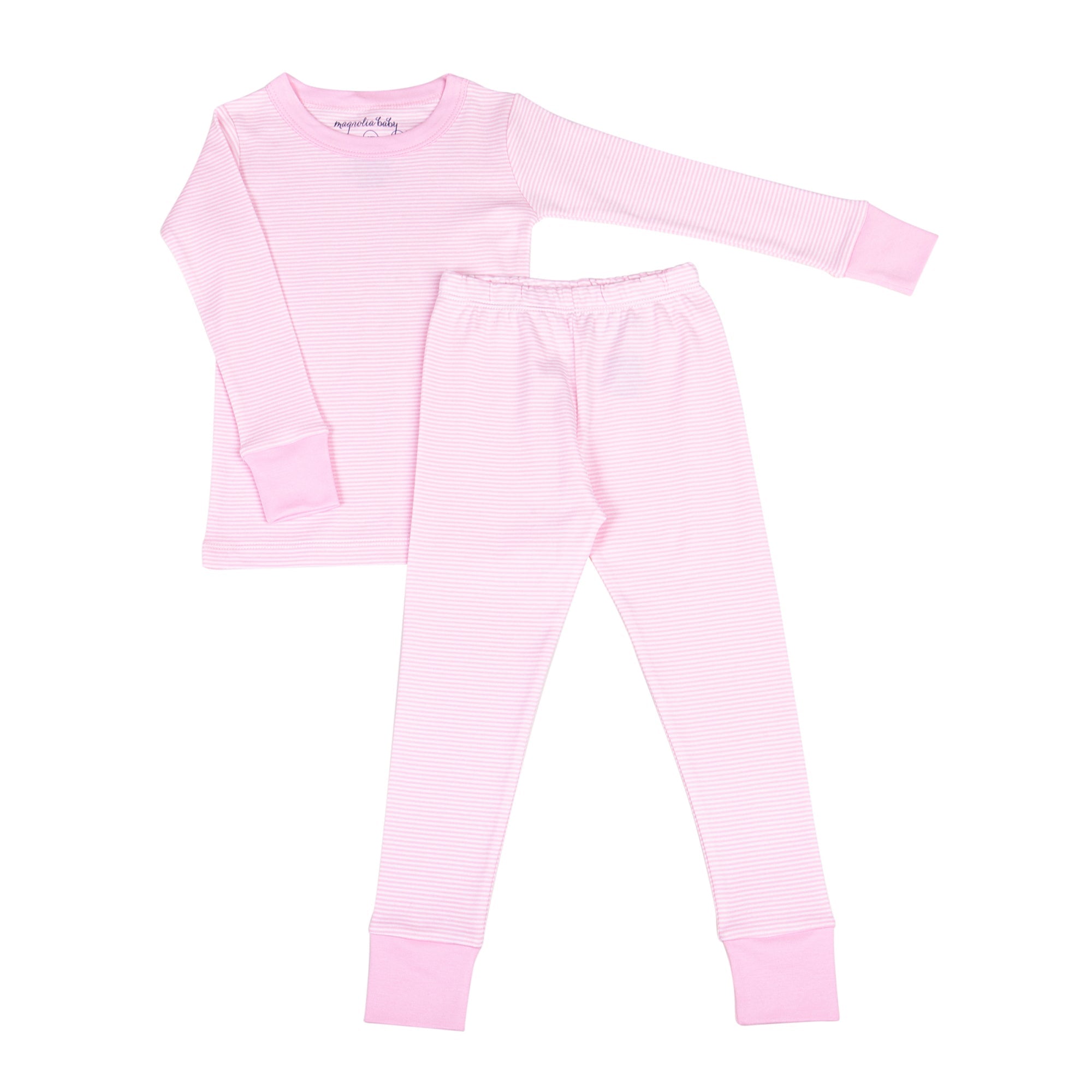 Mini Stripes Long Pajamas - Pink - Magnolia BabyLong Pajamas