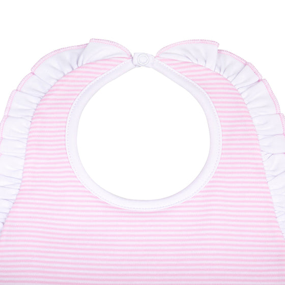 Mini Stripes Ruffle Bib - Pink - Magnolia BabyBib