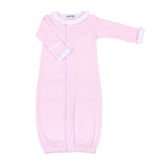 Mini Stripes Ruffle Converter - Pink - Magnolia BabyConverter Gown