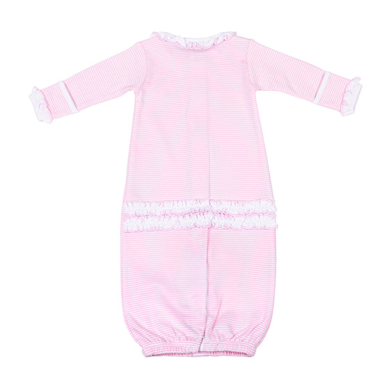 Mini Stripes Ruffle Converter - Pink - Magnolia BabyConverter Gown