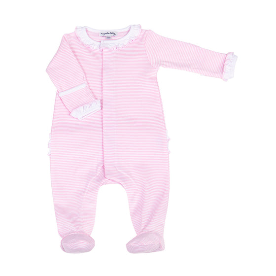 Mini Stripes Ruffle Footie - Pink - Magnolia BabyFootie