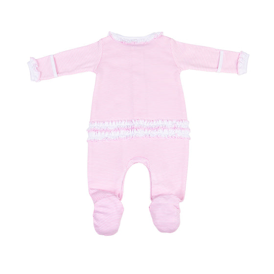 Mini Stripes Ruffle Footie - Pink - Magnolia BabyFootie