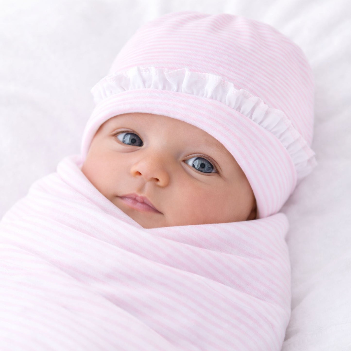 Mini Stripes Ruffle Hat - Pink - Magnolia BabyHat
