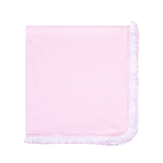 Mini Stripes Ruffle Receiving Blanket - Pink - Magnolia BabyReceiving Blanket