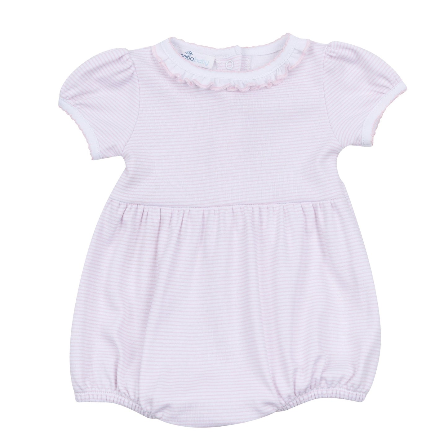 Mini Stripes Ruffle Short Sleeve Bubble - Pink - Magnolia BabyBubble