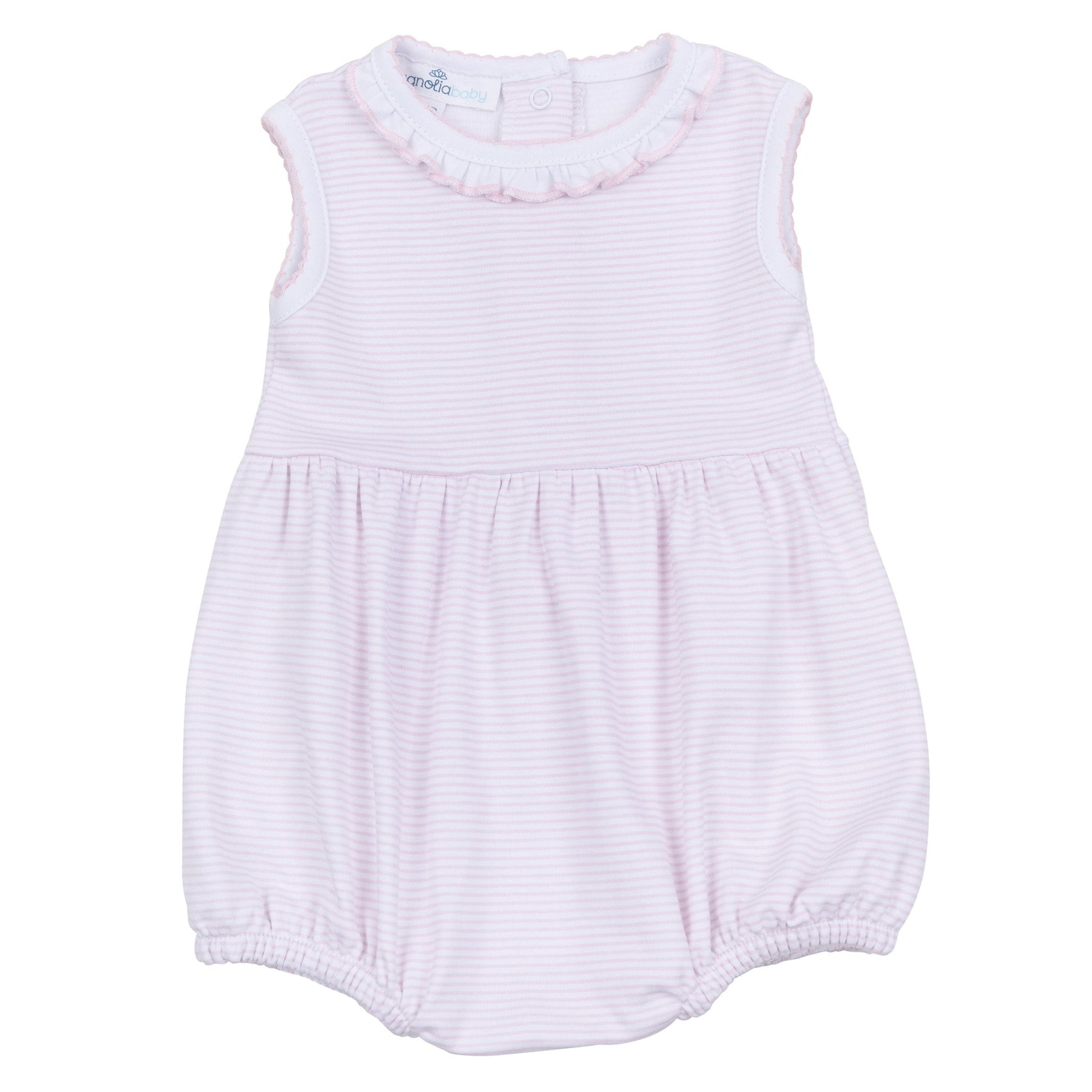 Mini Stripes Ruffle Sleeveless Bubble - Pink - Magnolia BabyBubble