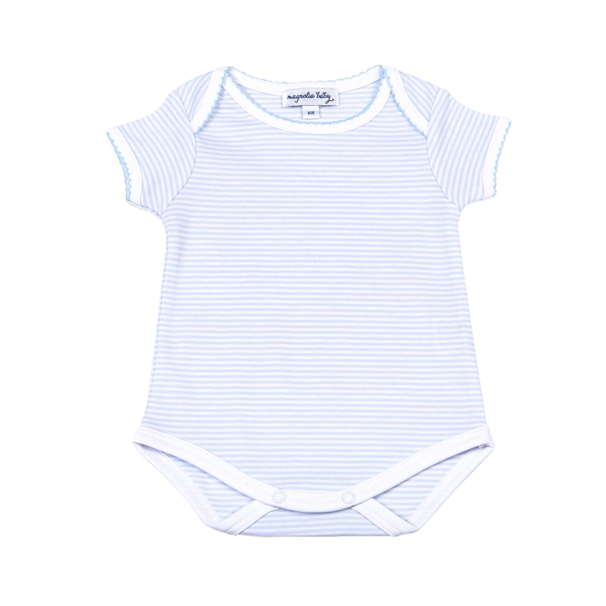 Mini Stripes Short Sleeve Bodysuit - Blue - Magnolia BabyBodysuit