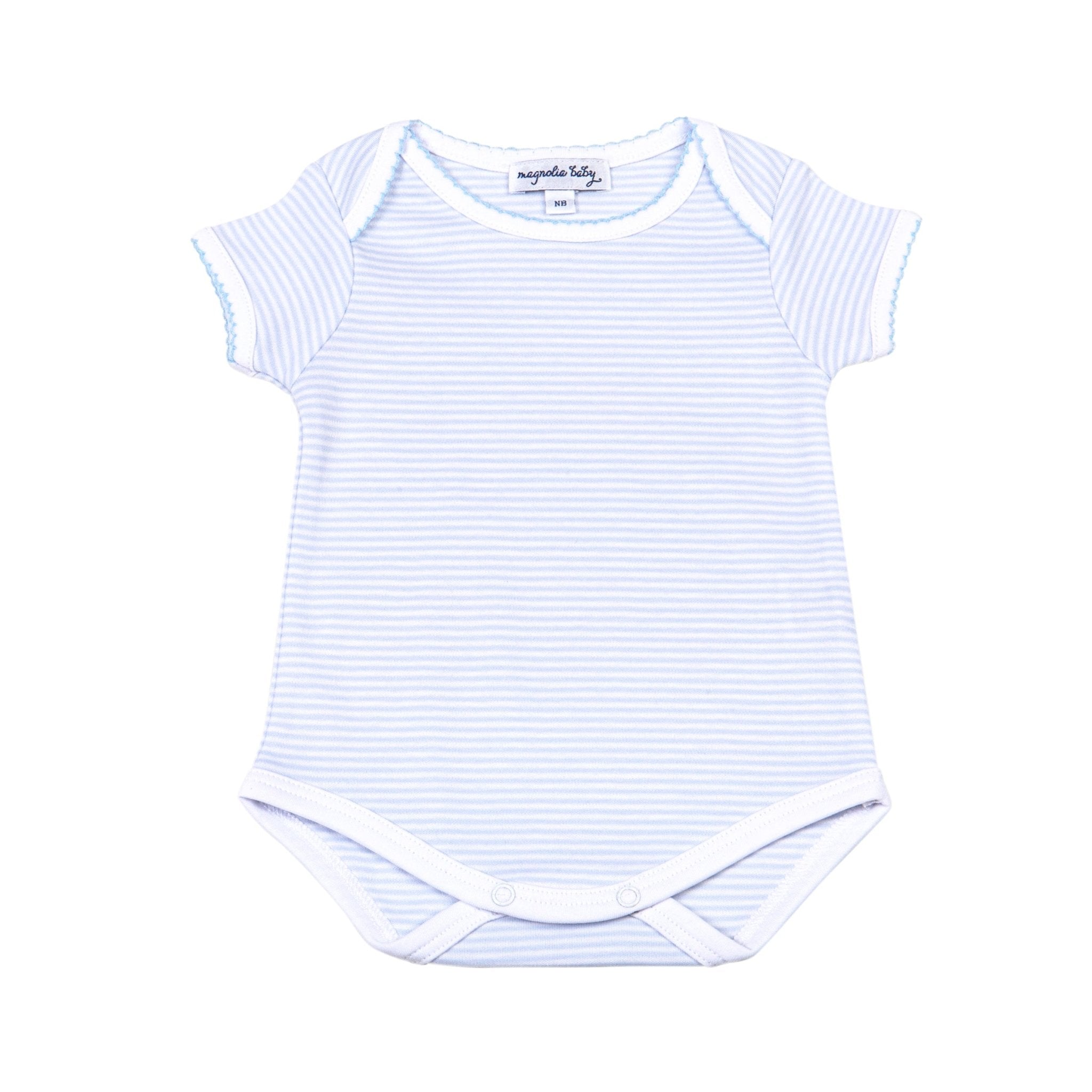 Mini Stripes Short Sleeve Bodysuit - Blue - Magnolia BabyBodysuit