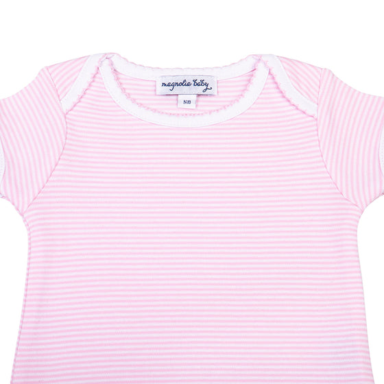 Mini Stripes Short Sleeve Bodysuit - Pink - Magnolia BabyBodysuit