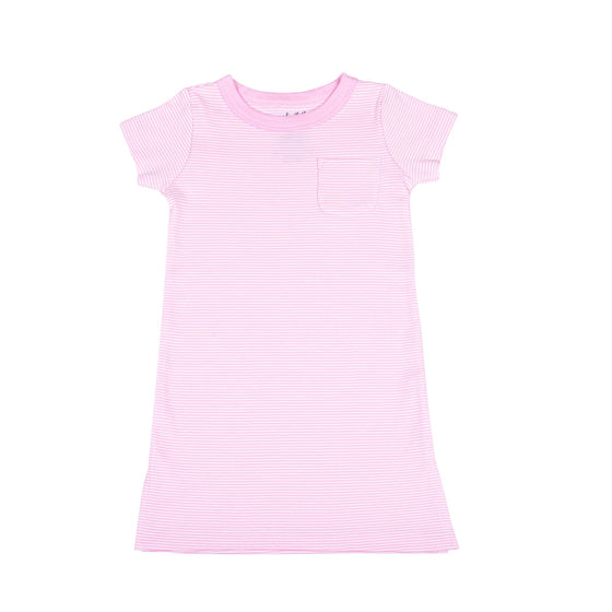 Mini Stripes Short Sleeve Nightdress - Pink - Magnolia BabyNightdress