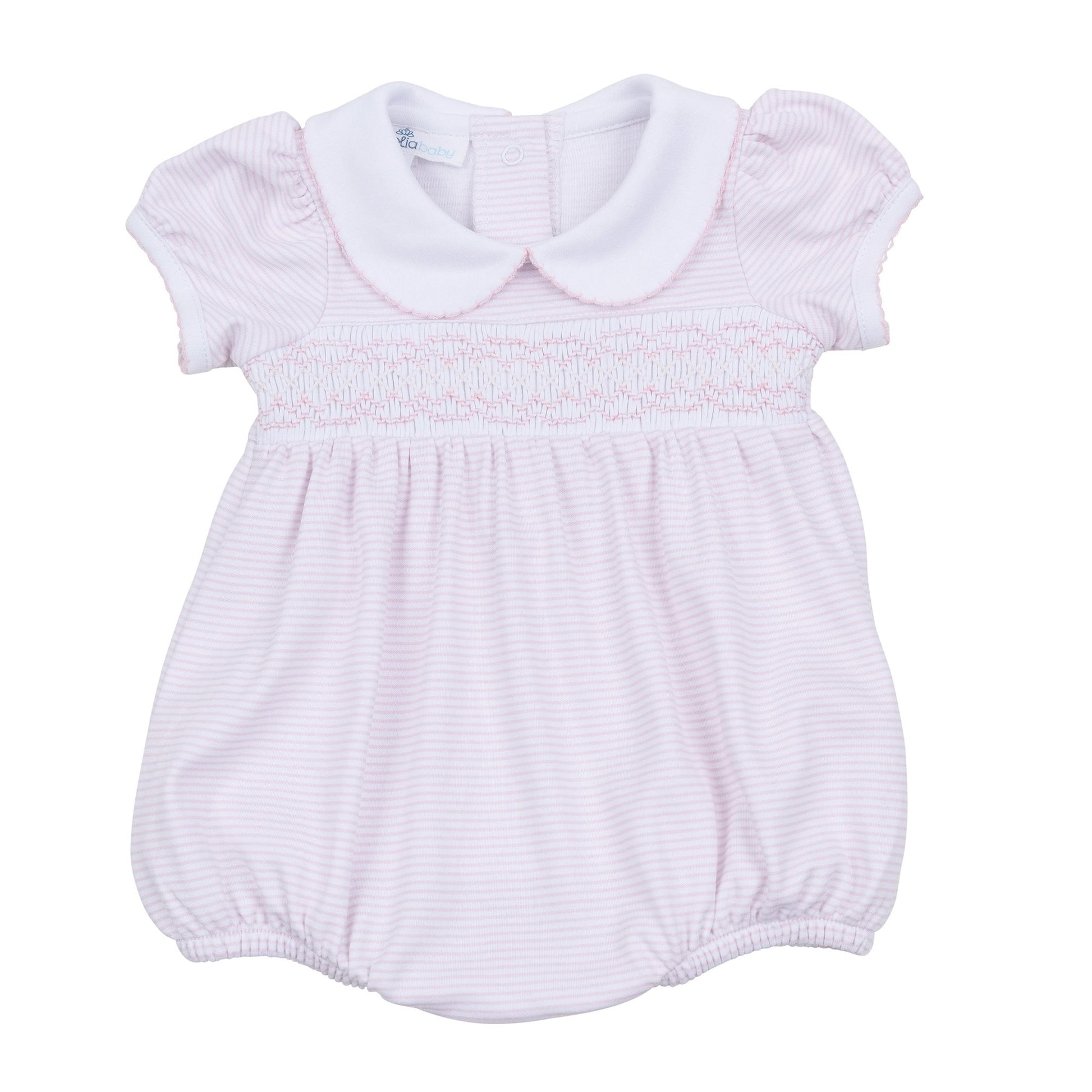 Mini Stripes Smocked Bubble - Pink - Magnolia BabyBubble
