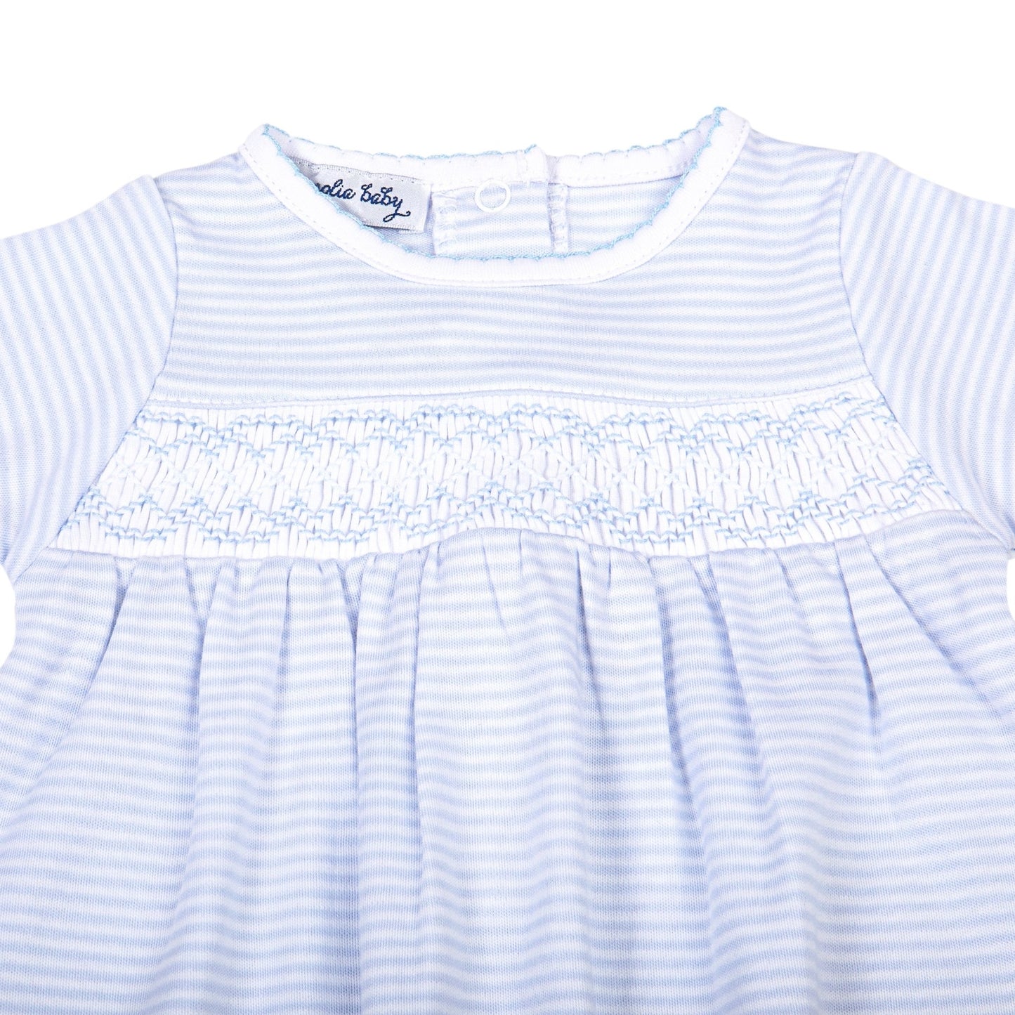 Mini Stripes Smocked Gathered Gown - Blue - Magnolia BabyGown