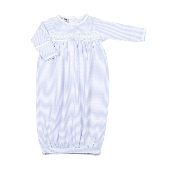 Mini Stripes Smocked Gathered Gown - Blue - Magnolia BabyGown