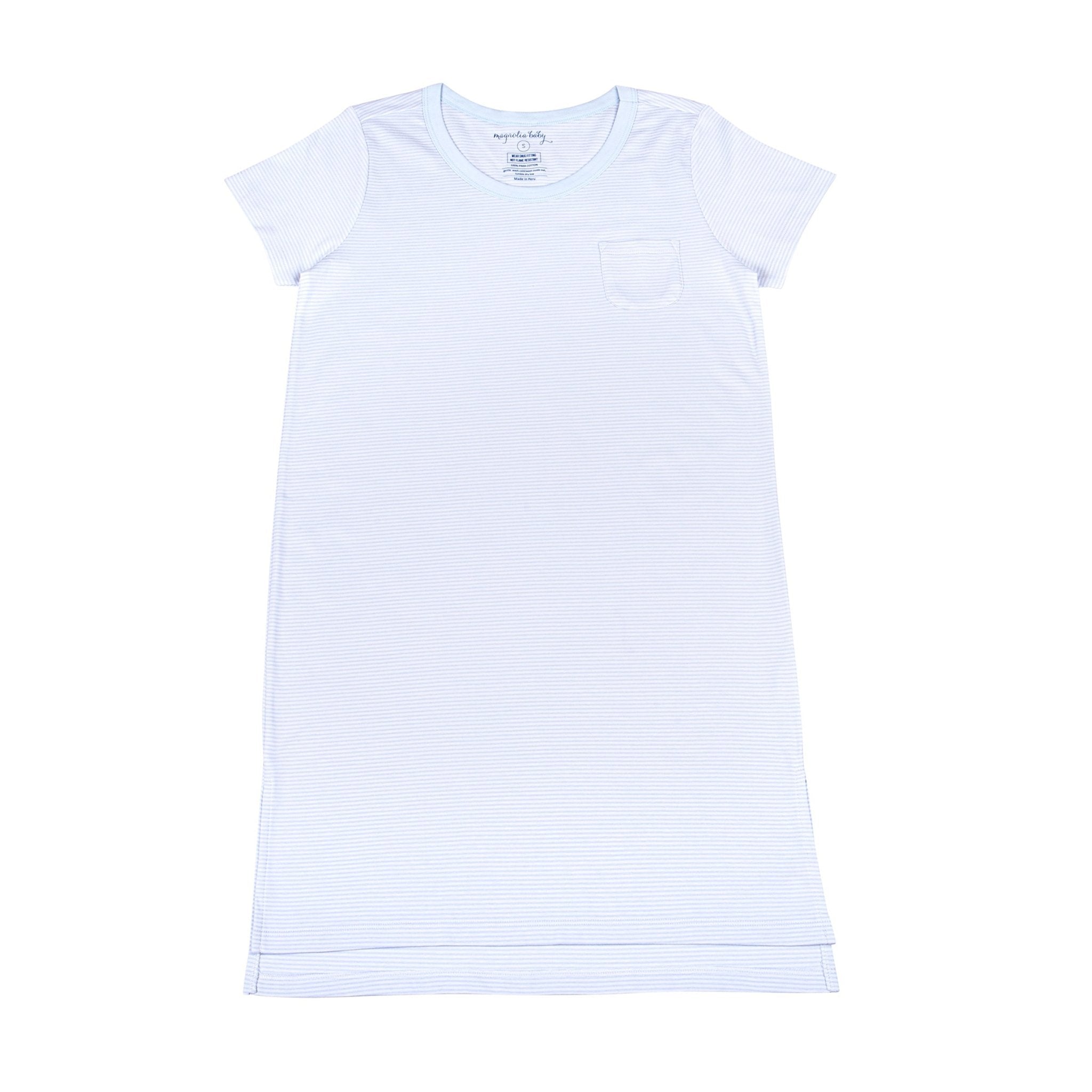 Mini Stripes Women's Night Short Sleeve Shirt - Blue - Magnolia BabyNight Shirt