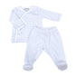 Mini Stripes X - Tee Footed Pant Set - Blue - Magnolia Baby2pc Pant Set