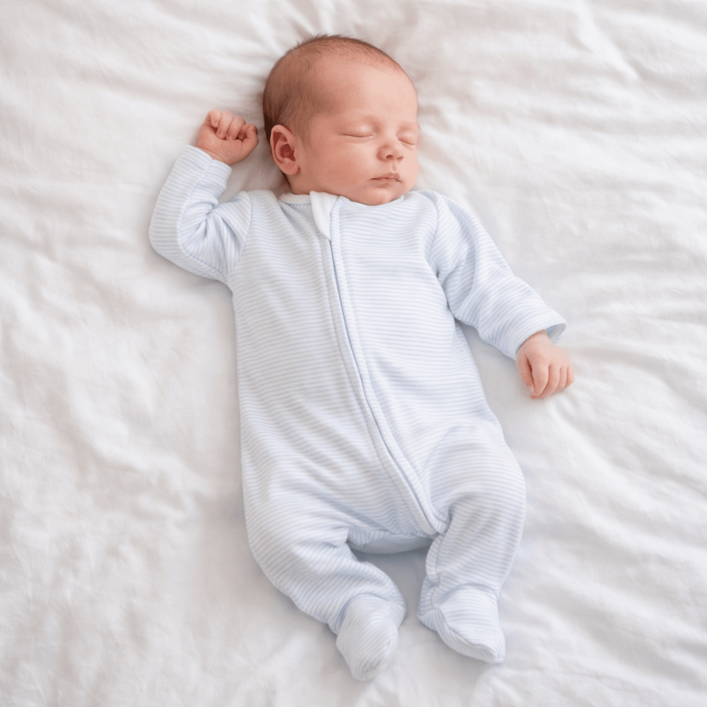 Mini Stripes Zip Footie - Light Blue - Magnolia BabyFootie