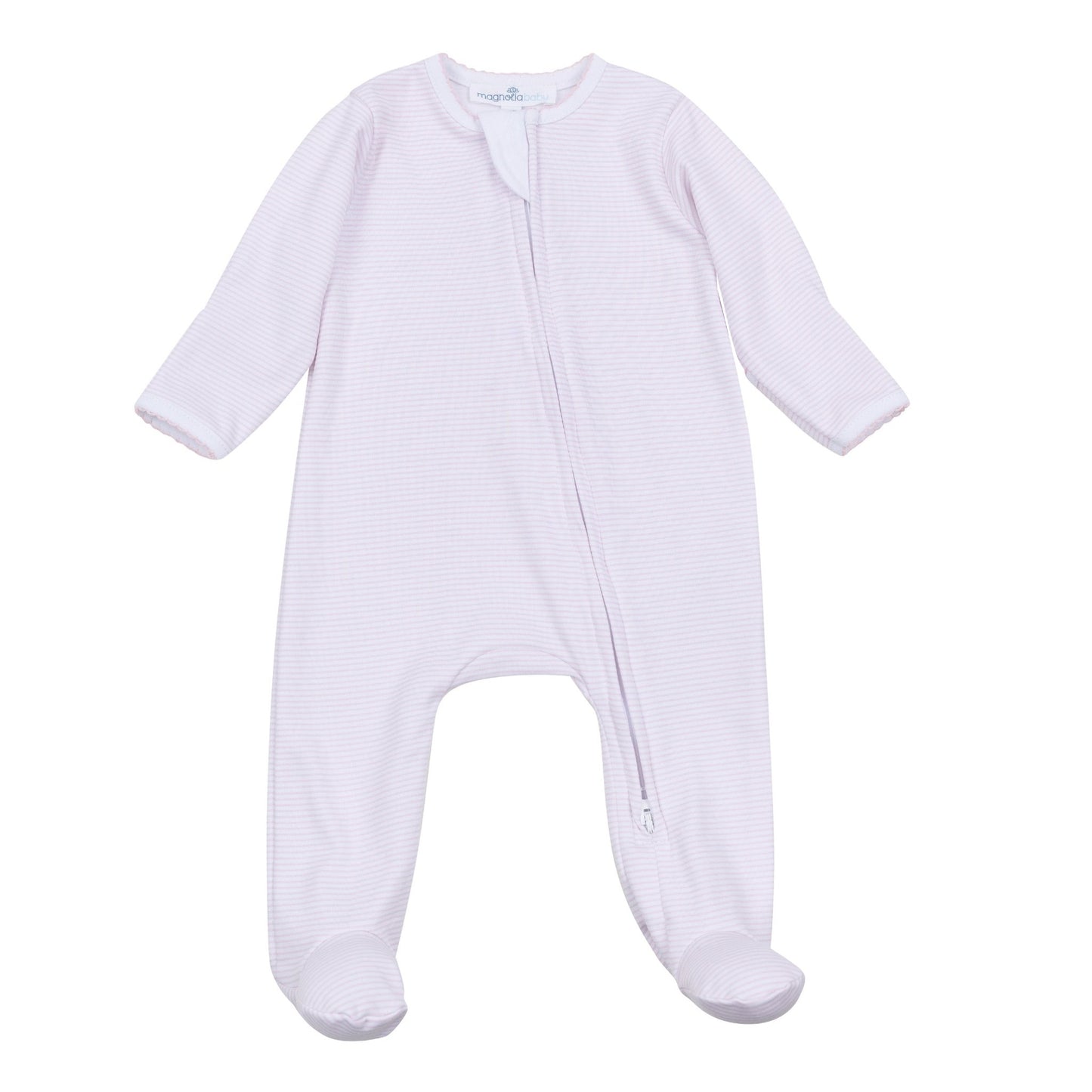 Mini Stripes Zip Footie - Pink - Magnolia BabyFootie