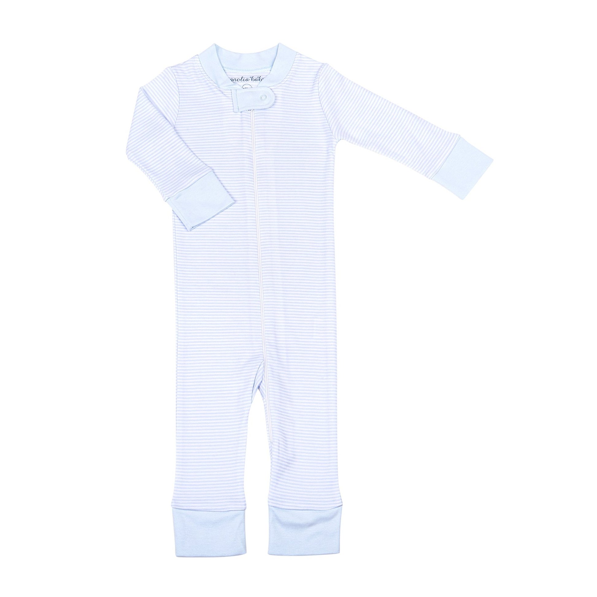 Mini Stripes Zip Pajamas - Blue - Magnolia BabyZipper Pajamas