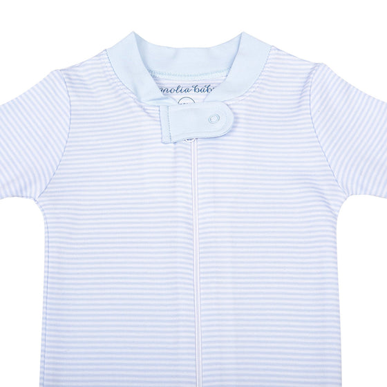 Mini Stripes Zip Pajamas - Blue - Magnolia BabyZipper Pajamas