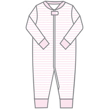  Mini Stripes Zip Pajamas - Pink - Magnolia BabyZipper Pajamas