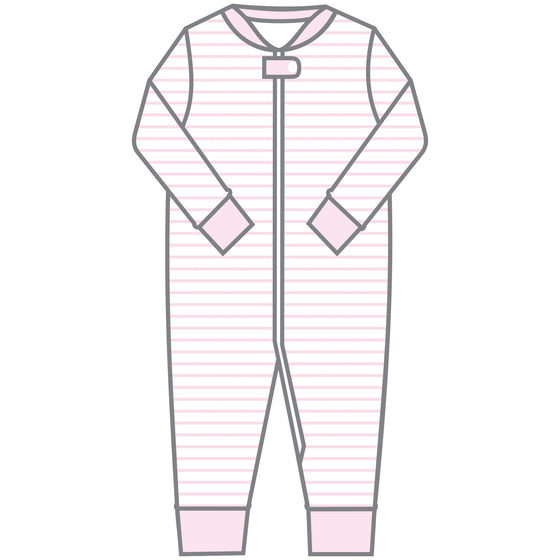 Mini Stripes Zip Pajamas - Pink - Magnolia BabyZipper Pajamas