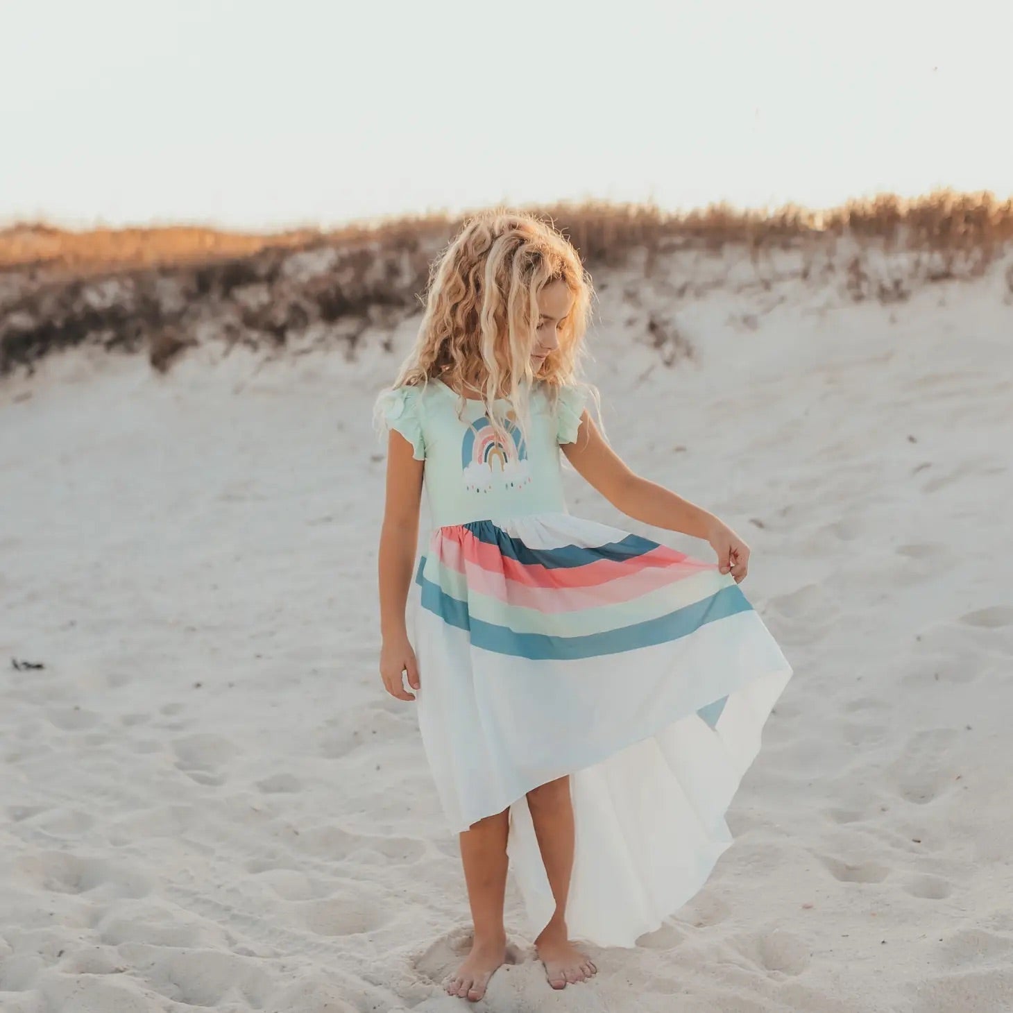 Mint Rainbow Hi Lo Dress - Magnolia BabyDress