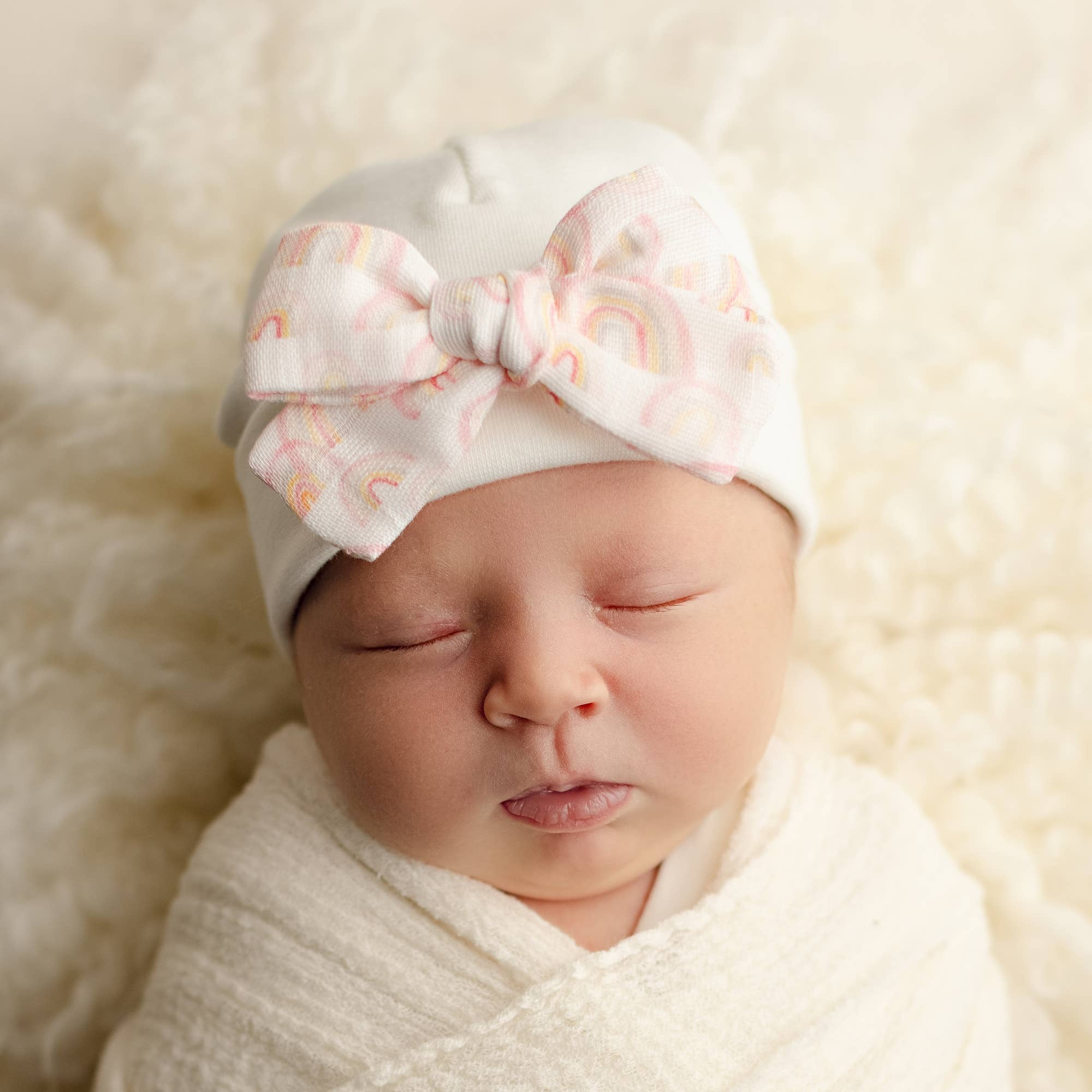 Muslin Bow Hat - Pink Rainbow - Magnolia BabyHat