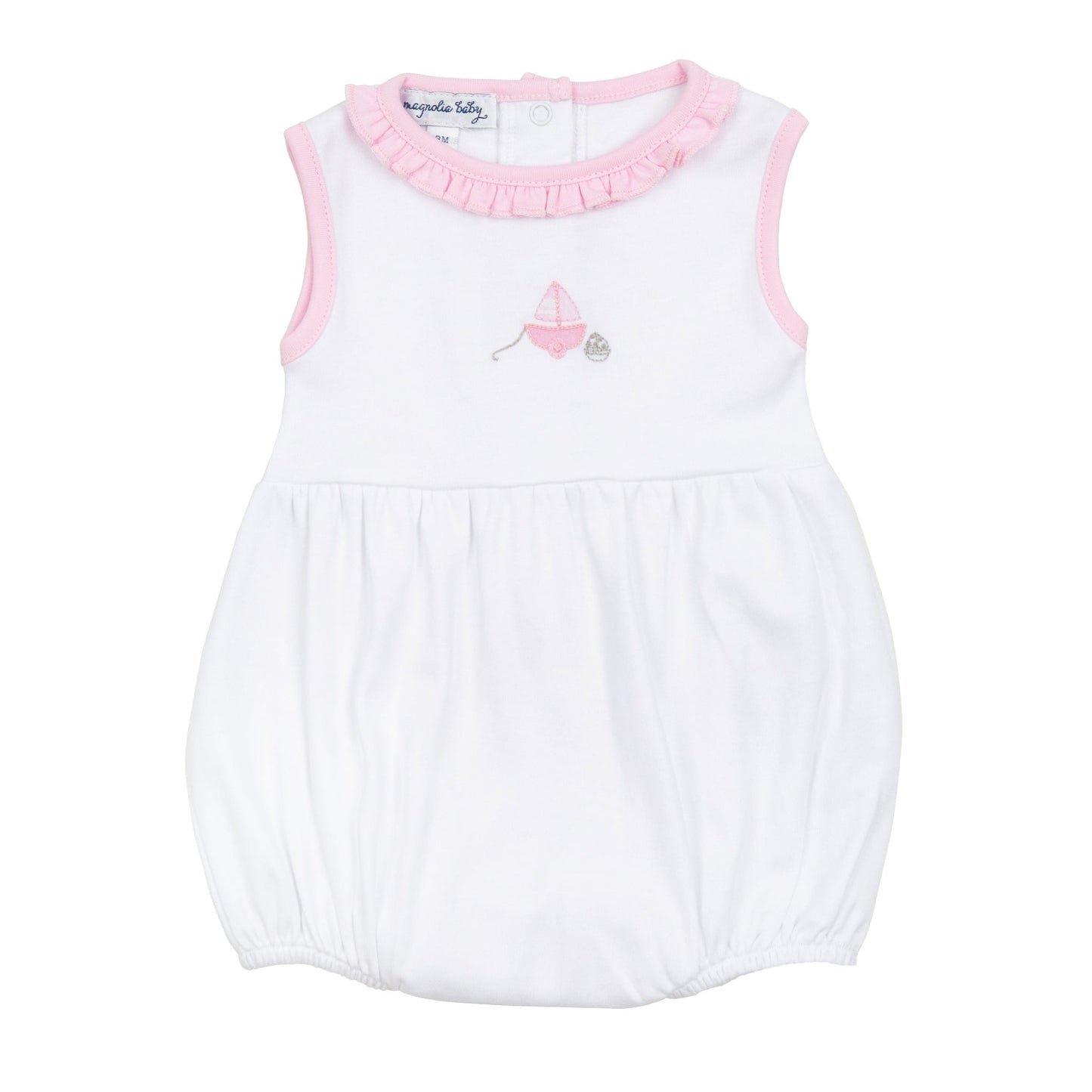 My First Sailboat Embroidered Bubble - Pink - Magnolia BabyBubble