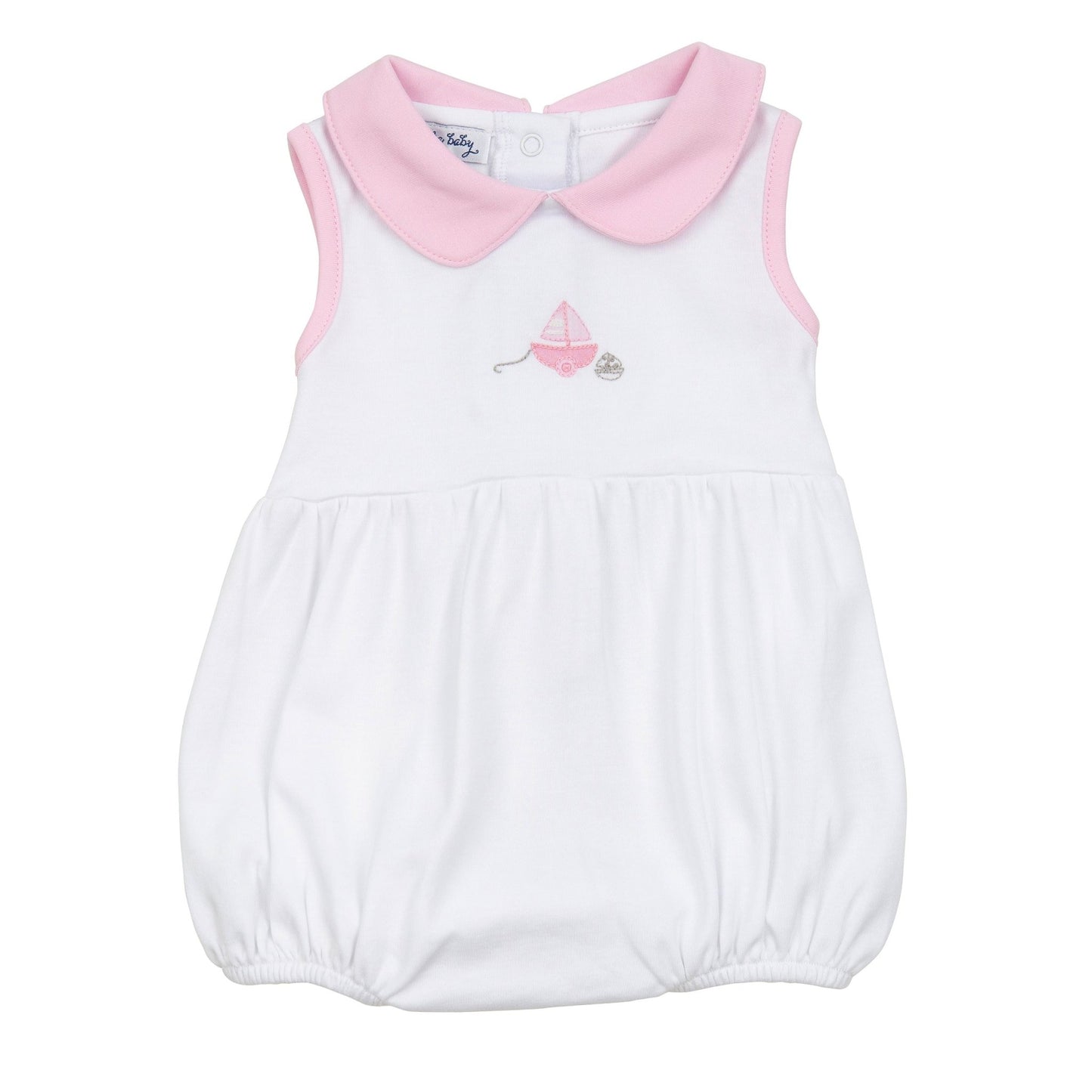 My First Sailboat Embroidered Collared Bubble - Pink - Magnolia BabyBubble