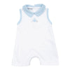 My First Sailboat Embroidered Collared Short Playsuit - Light Blue - Magnolia BabyShort Playsuit