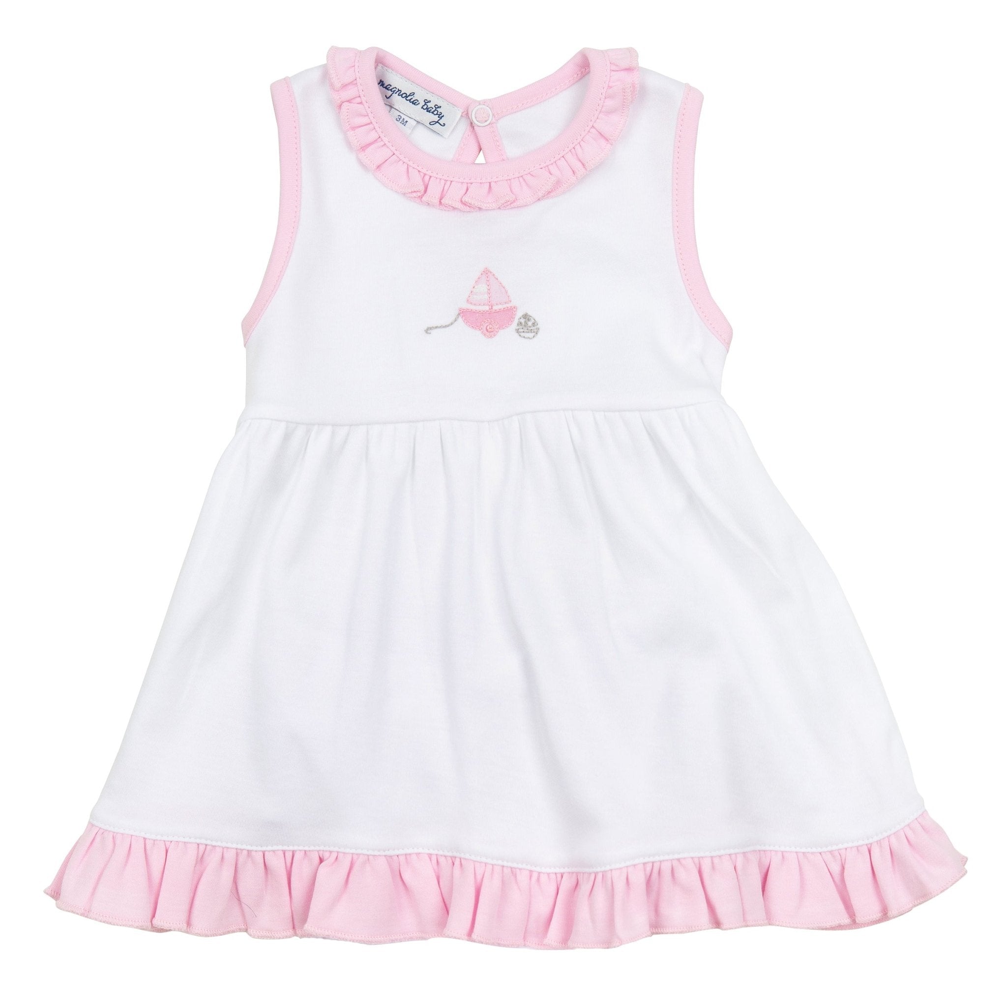 My First Sailboat Embroidered Dress - Pink - Magnolia BabyDress