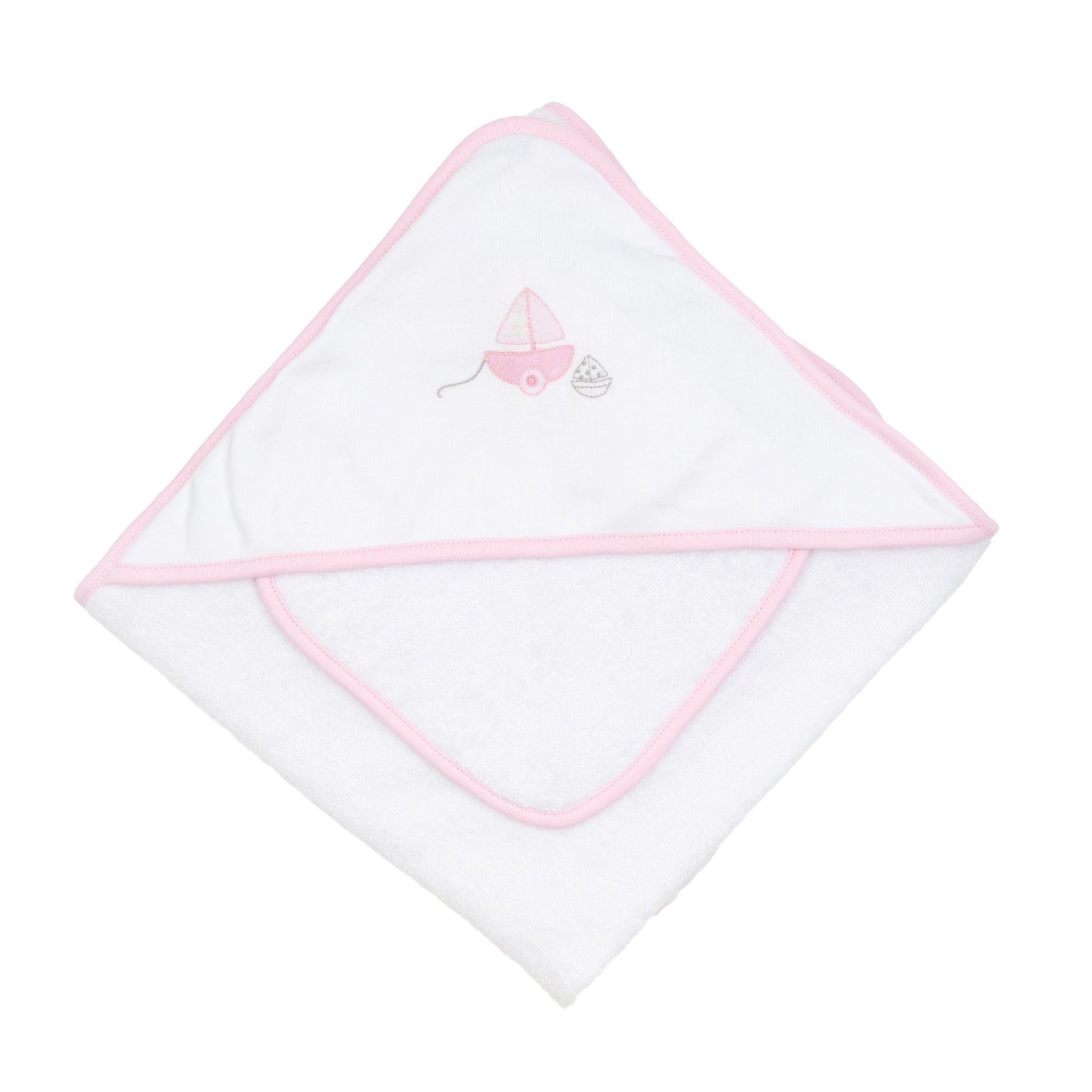 My First Sailboat Embroidered Towel Set - Pink - Magnolia BabyTowel Set