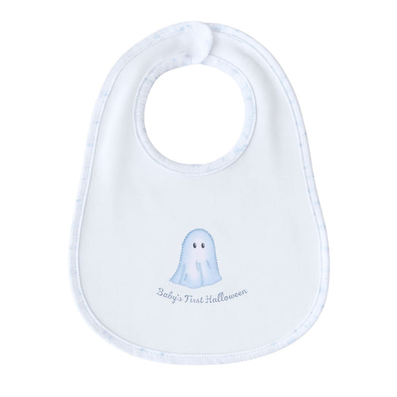 My Little Boo Embroidered Baby's First Halloween Bib - Light Blue - Magnolia BabyBib