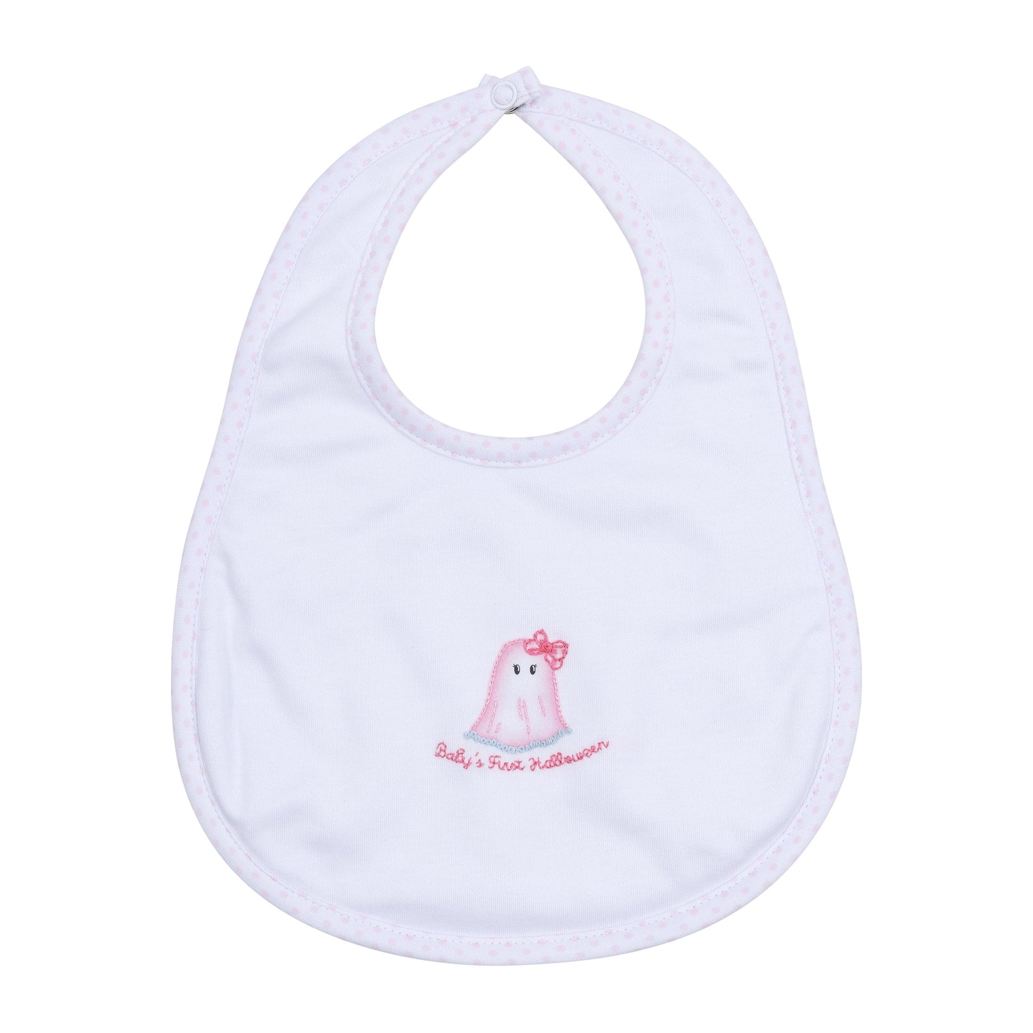 My Little Boo Embroidered Baby's First Halloween Bib - Pink - Magnolia BabyBib