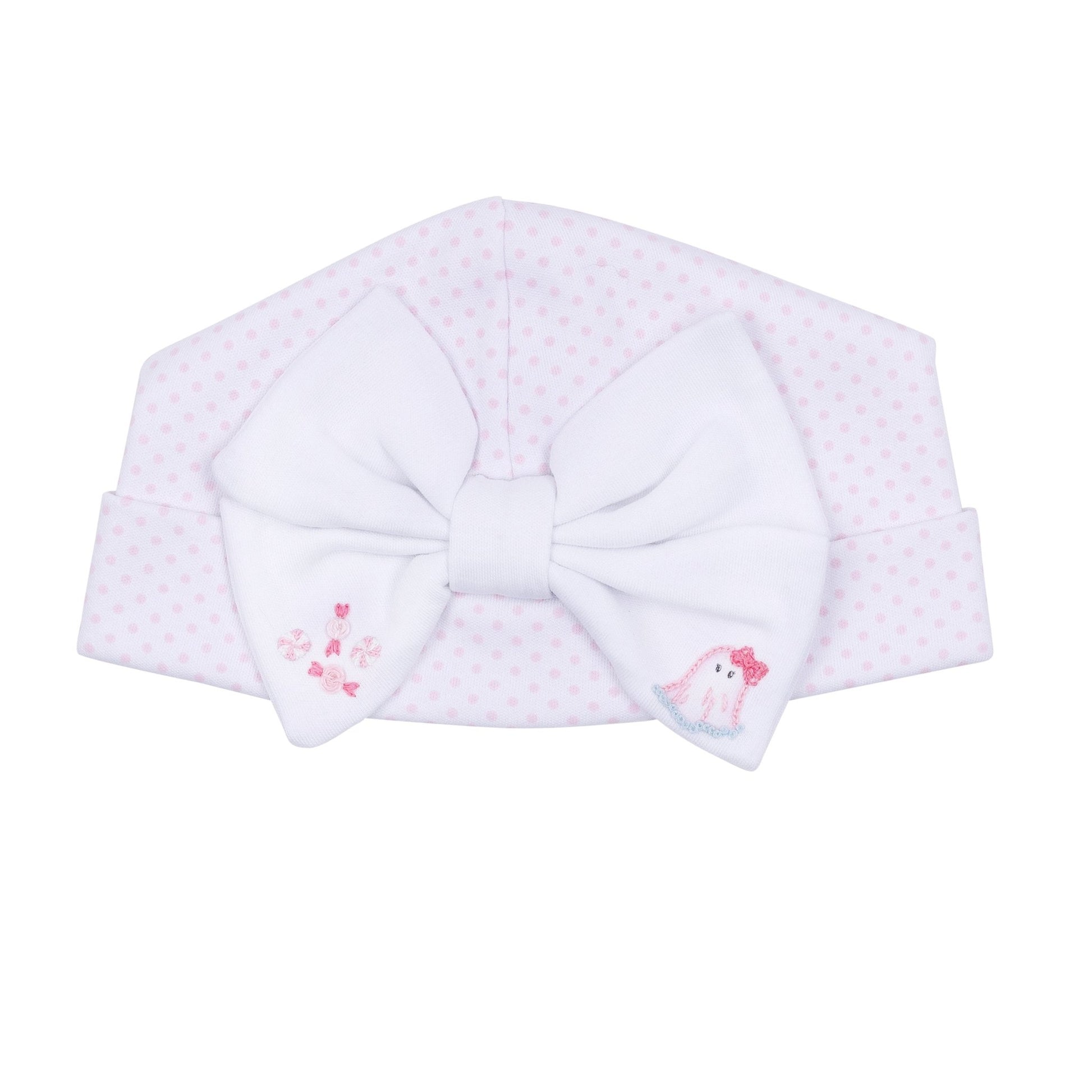 My Little Boo Embroidered Bow Hat - Pink - Magnolia BabyHat