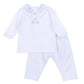 My Little Boo Embroidered Collared 2pc Pant Set - Light Blue - Magnolia Baby2pc Pant Set