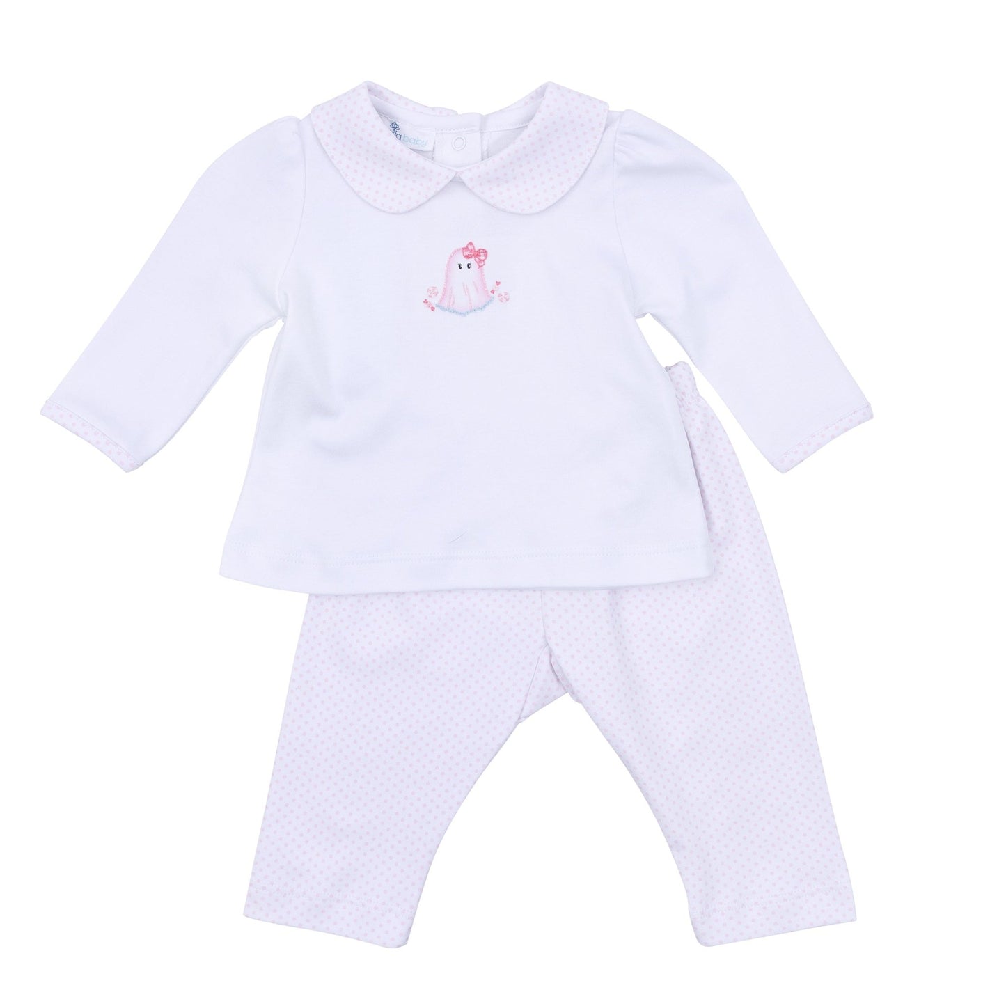 My Little Boo Embroidered Collared 2pc Pant Set - Pink - Magnolia Baby2pc Pant Set