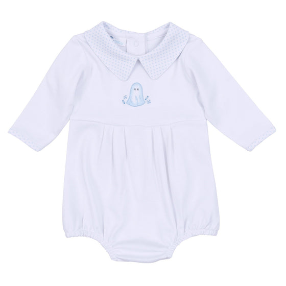 My Little Boo Embroidered Collared Long Sleeve Bubble - Light Blue - Magnolia BabyBubble