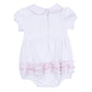 My Little Boo Embroidered Collared Ruffle Short Sleeve Bubble - Pink - Magnolia BabyBubble