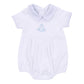My Little Boo Embroidered Collared Short Sleeve Bubble - Light Blue - Magnolia BabyBubble