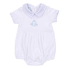My Little Boo Embroidered Collared Short Sleeve Bubble - Light Blue - Magnolia BabyBubble