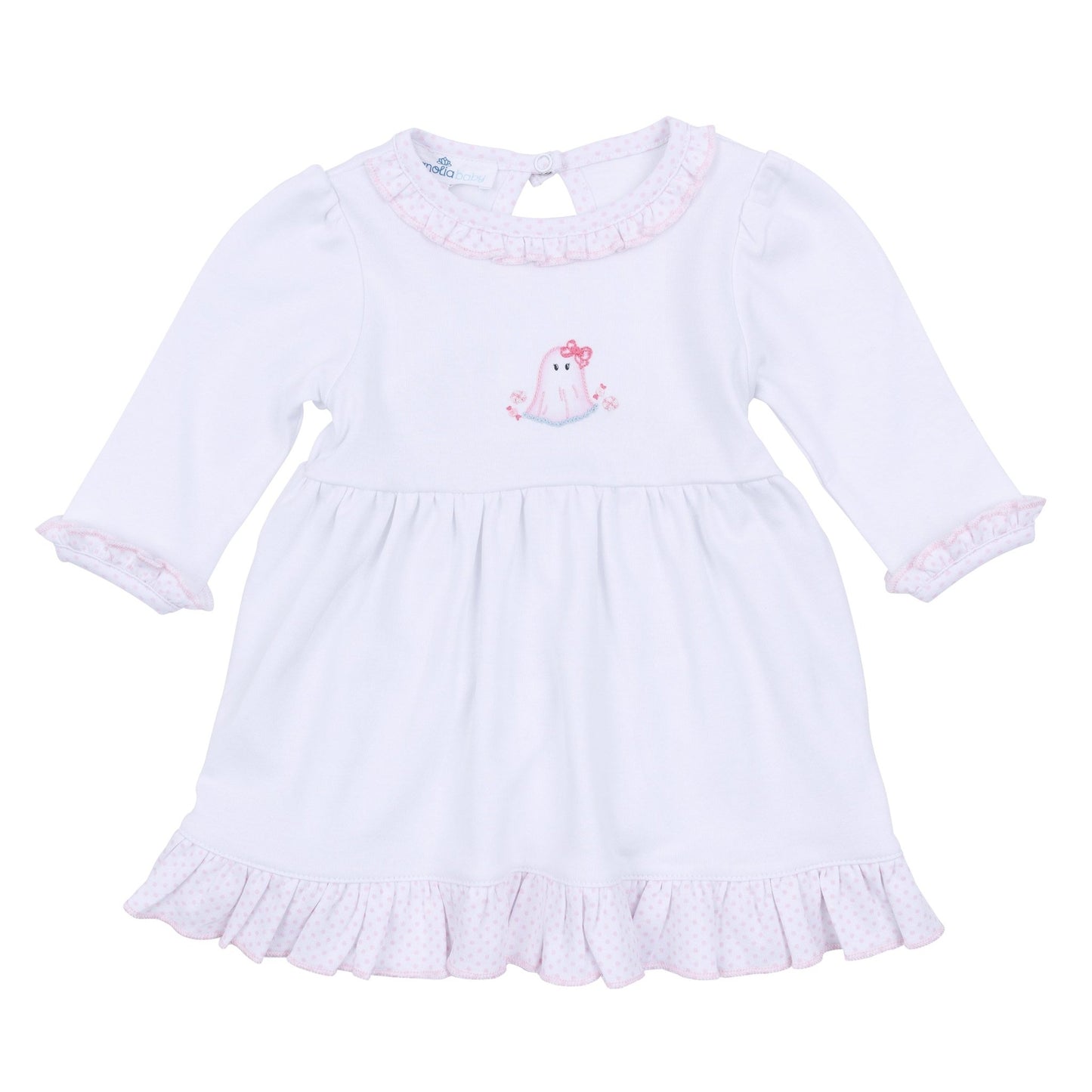 My Little Boo Embroidered Long Sleeve Dress - Pink - Magnolia BabyDress