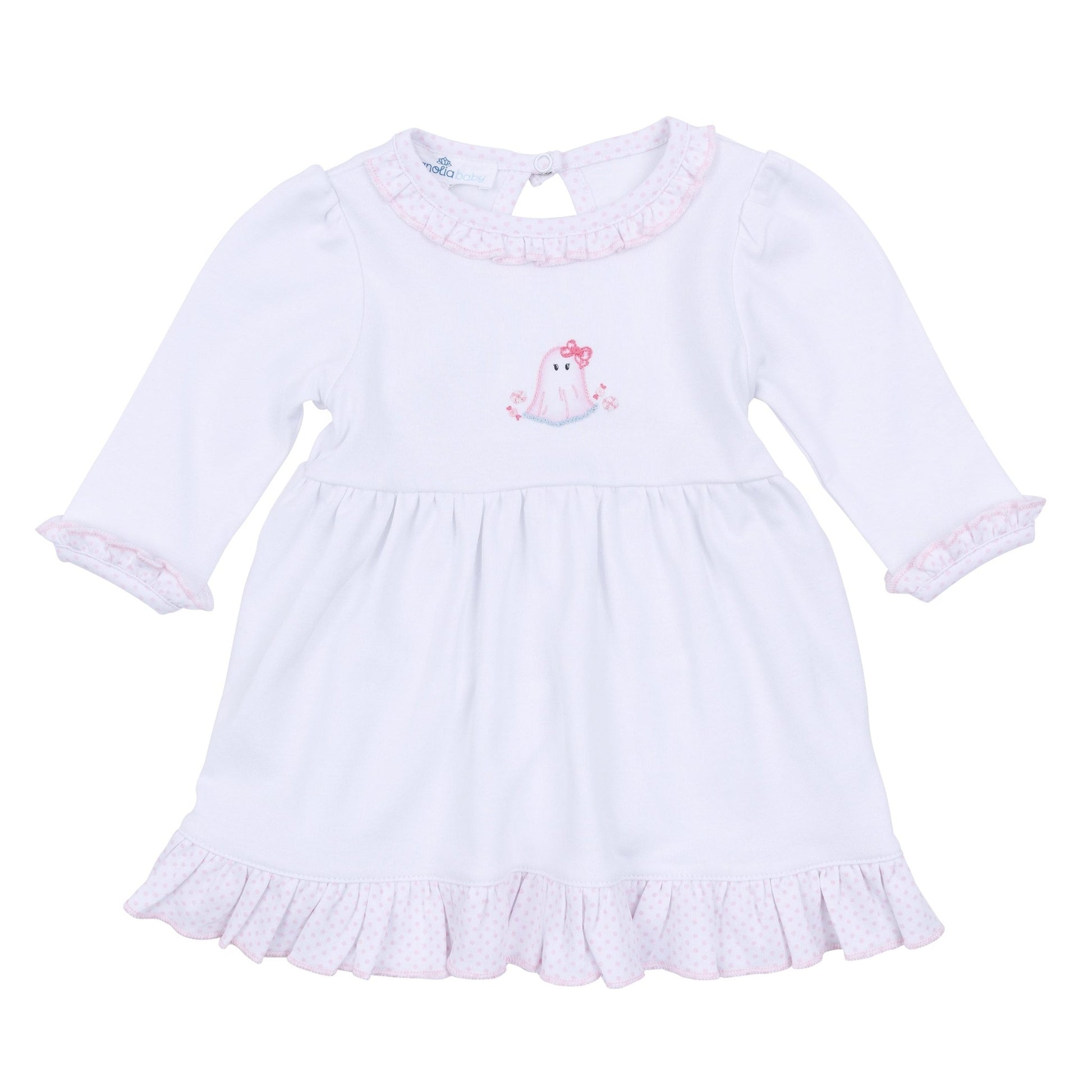 My Little Boo Embroidered Long Sleeve Dress - Pink - Magnolia BabyDress